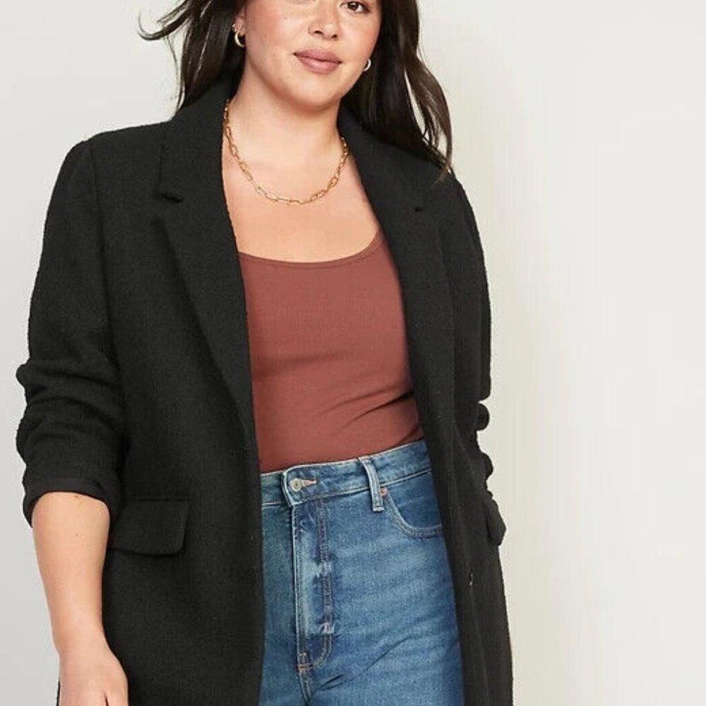 Old NAvy Jet Black Soft-Brushed Oversized Blazer L